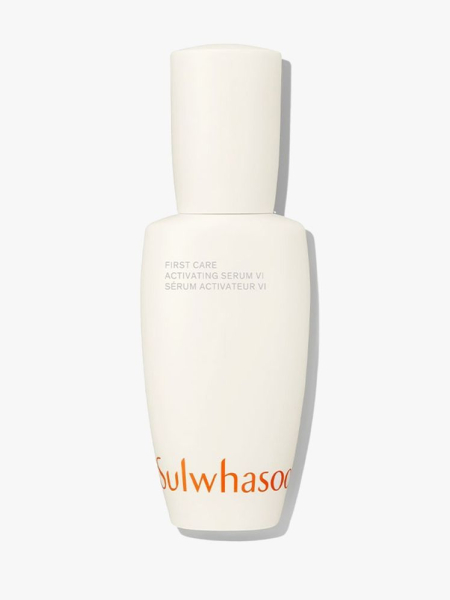 Sulwhasoo First Care Activating Serum white bottle on light gray background