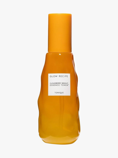 Glow Recipe Cloudberry Bright Essence Toner in orange bottle on gray background